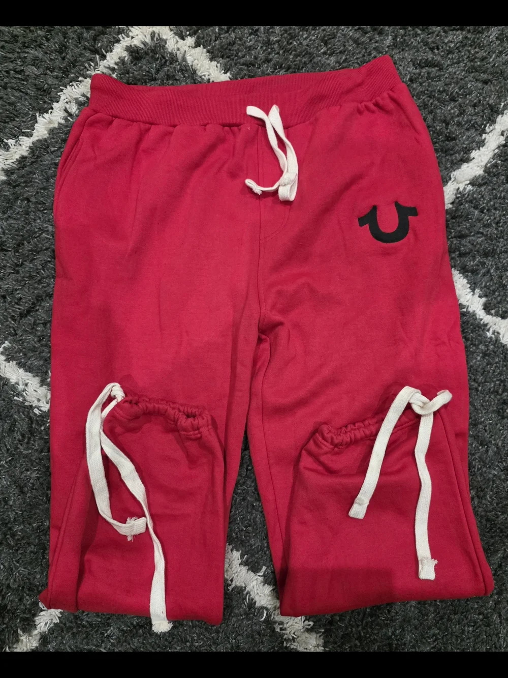 True Religion Brand Men's Red  Big Horseshoes Logo Sweatpants Pants XXXL